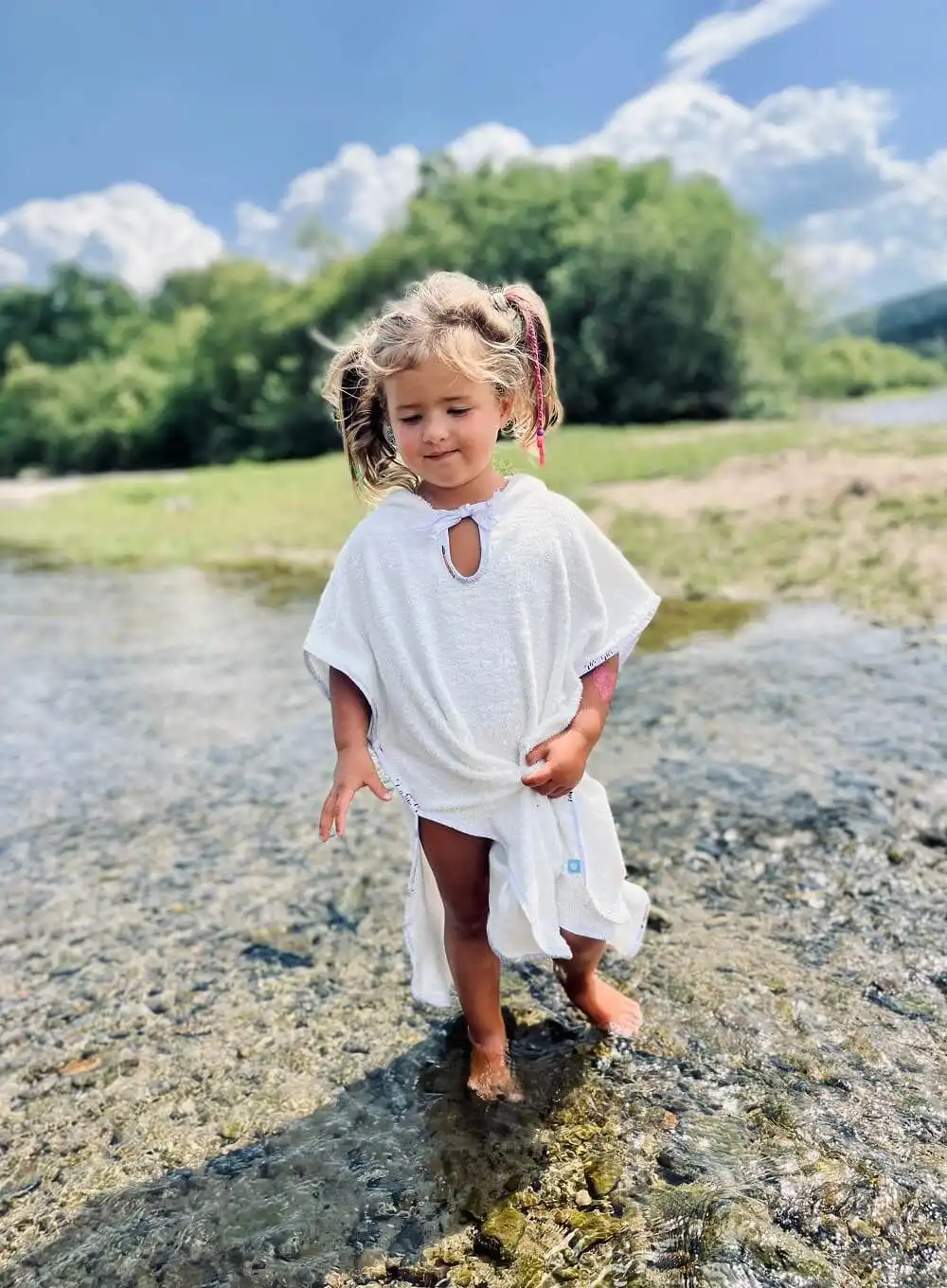 Ponczo bambusowe białe 3/4