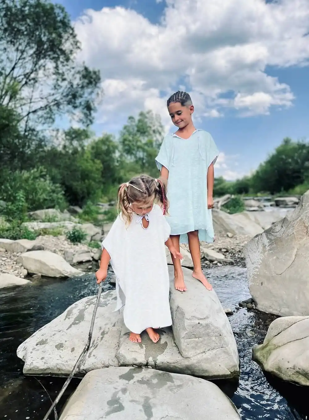 Ponczo bambusowe białe 1/2