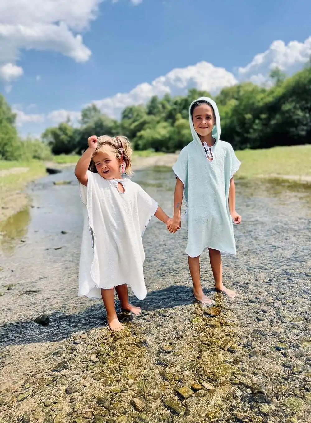 Ponczo bambusowe białe 3/4