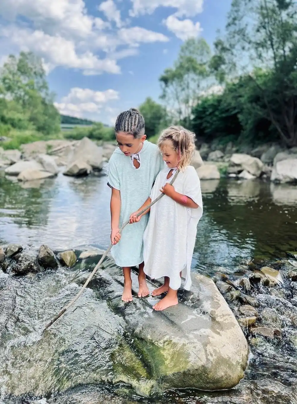 Ponczo bambusowe białe 3/4