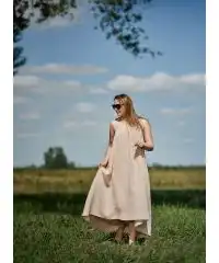 Sukienka muślinowa długa beż one size