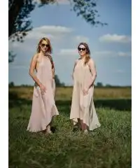 Sukienka muślinowa długa beż one size