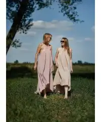 Sukienka muślinowa długa beż one size