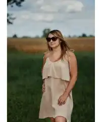 Sukienka muślin z falbanką na górze beż one size